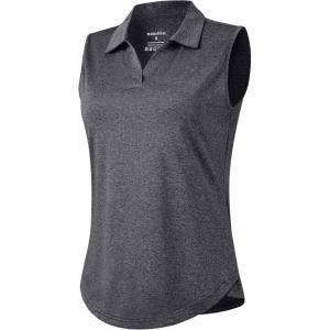 G Gradual Sleeveless Golf Shirts for Women Collared V Neck Tennis Tank Top Cooling Polo UPF 50+ Quick Dry Lightweight(Heather Charcoal Grey)