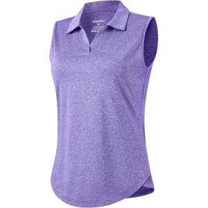 G Gradual Sleeveless Golf Shirts for Women Collared V Neck Tennis Tank Top Cooling Polo UPF 50+ Quick Dry Lightweight(Heather Dark Purple)