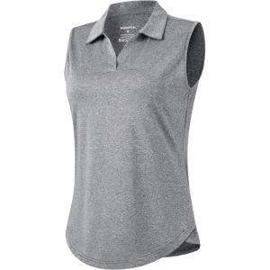 G Gradual Sleeveless Golf Shirts for Women Collared V Neck Tennis Tank Top Cooling Polo UPF 50+ Quick Dry Lightweight(Heather Grey)