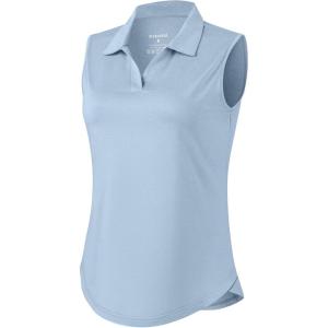 G Gradual Sleeveless Golf Shirts for Women Collared V Neck Tennis Tank Top Cooling Polo UPF 50+ Quick Dry Lightweight(Heather Grey Blue)