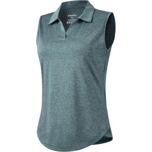 G Gradual Sleeveless Golf Shirts for Women Collared V Neck Tennis Tank Top Cooling Polo UPF 50+ Quick Dry Lightweight(Heather Grey Sage)
