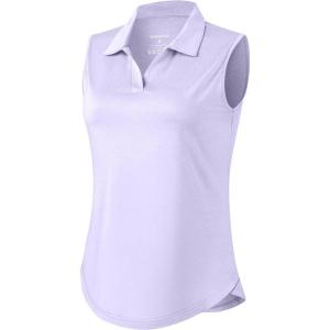 G Gradual Sleeveless Golf Shirts for Women Collared V Neck Tennis Tank Top Cooling Polo UPF 50+ Quick Dry Lightweight(Heather Light Purple)