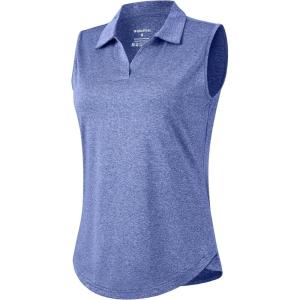 G Gradual Sleeveless Golf Shirts for Women Collared V Neck Tennis Tank Top Cooling Polo UPF 50+ Quick Dry Lightweight(Heather Royal Blue)