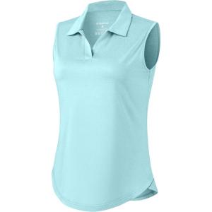 G Gradual Sleeveless Golf Shirts for Women Collared V Neck Tennis Tank Top Cooling Polo UPF 50+ Quick Dry Lightweight(Heather Sky Blue)
