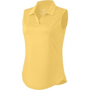 G Gradual Sleeveless Golf Shirts for Women Collared V Neck Tennis Tank Top Cooling Polo UPF 50+ Quick Dry Lightweight(Heather Yellow)