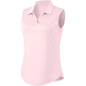 G Gradual Sleeveless Golf Shirts for Women Collared V Neck Tennis Tank Top Cooling Polo UPF 50+ Quick Dry Lightweight(Peach)