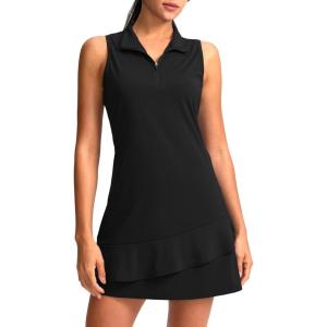 G Gradual Tennis Dress for Women Golf Outfits with Shorts and Pockets Sleeveless Active Exercise Athletic Dresses for Women(Black)