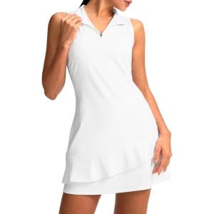 G Gradual Tennis Dress for Women Golf Outfits with Shorts and Pockets Sleeveless Active Exercise Athletic Dresses for Women(C-white)