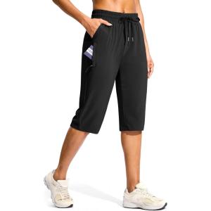 G Gradual Women’s 15″ Long Shorts Below The Knee Capri Lightweight Quick Dry Hiking Cargo Shorts for Women with 3 Pockets(15in-black)