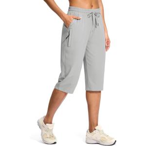 G Gradual Women’s 15″ Long Shorts Below The Knee Capri Lightweight Quick Dry Hiking Cargo Shorts for Women with 3 Pockets(15in-bright Grey)