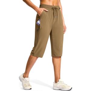 G Gradual Women’s 15″ Long Shorts Below The Knee Capri Lightweight Quick Dry Hiking Cargo Shorts for Women with 3 Pockets(15in-dark Khaki)