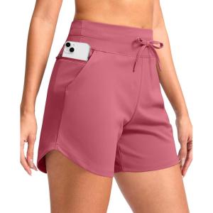 G Gradual Women’s 5″ Athletic Running Shorts with Zip Pockets Stretchy Quick Dry High Waisted for Workout Gym Hiking(Berry Rose)