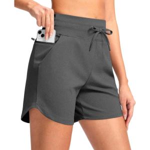 G Gradual Women’s 5″ Athletic Running Shorts with Zip Pockets Stretchy Quick Dry High Waisted for Workout Gym Hiking(Charcoal)
