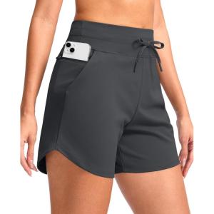 G Gradual Women’s 5″ Athletic Running Shorts with Zip Pockets Stretchy Quick Dry High Waisted for Workout Gym Hiking(Dark Grey)