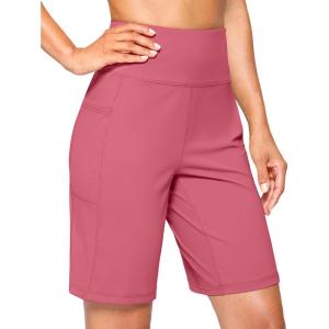 G Gradual Women’s 7” Athletic Long Shorts with Pockets High Waisted Stretch Bermuda Shorts for Women Walking Workout Casual(Briar Rose)