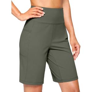 G Gradual Women’s 7” Athletic Long Shorts with Pockets High Waisted Stretch Bermuda Shorts for Women Walking Workout Casual(Sage Green)