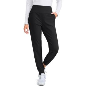 G Gradual Women’s Fleece Lined Joggers High Waisted Water Resistant Thermal Hiking Pants Cold Weather Sweatpants with Pockets(Black)