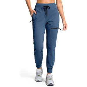 G Gradual Women’s Fleece Lined Joggers Hiking Pants 4 Zipper Pockets High Waisted Water Resistant Winter Running Sweatpants(Dark Blue)