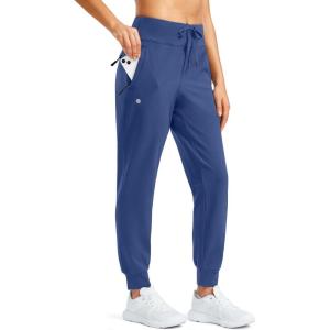 G Gradual Women’s Fleece Lined Joggers Water Resistant Hiking Pants High Waisted Winter Thermal Sweatpants 3 Zipper Pockets(Dark Blue)