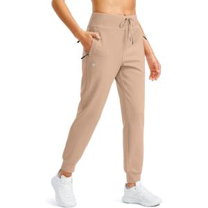 G Gradual Women’s Fleece Lined Joggers Water Resistant Hiking Pants High Waisted Winter Thermal Sweatpants 3 Zipper Pockets(Khaki)