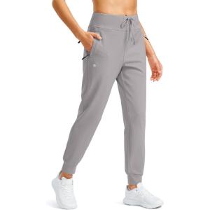 G Gradual Women’s Fleece Lined Joggers Water Resistant Hiking Pants High Waisted Winter Thermal Sweatpants 3 Zipper Pockets(Light Grey)