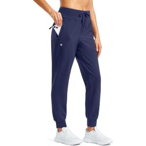 G Gradual Women’s Fleece Lined Joggers Water Resistant Hiking Pants High Waisted Winter Thermal Sweatpants 3 Zipper Pockets(Navy)
