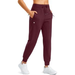 G Gradual Women’s Fleece Lined Joggers Water Resistant Hiking Pants High Waisted Winter Thermal Sweatpants 3 Zipper Pockets(Wine)