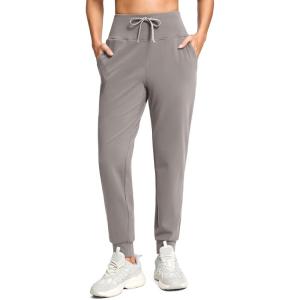 G Gradual Women’s Fleece Lined Joggers with Zipper Pocket Water Resistant Running Hiking Pants Winter Warm Thermal Sweatpants(Dusty Grey)