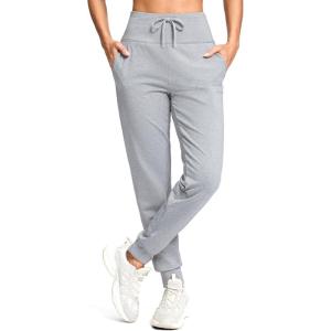 G Gradual Women’s Fleece Lined Joggers with Zipper Pocket Water Resistant Running Hiking Pants Winter Warm Thermal Sweatpants(Heather Grey)