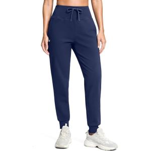 G Gradual Women’s Fleece Lined Joggers with Zipper Pocket Water Resistant Running Hiking Pants Winter Warm Thermal Sweatpants(Navy)