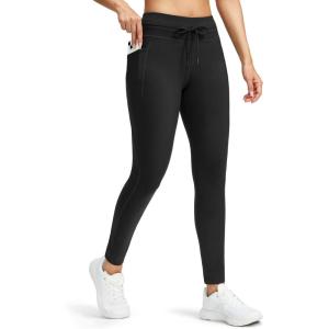G Gradual Women’s Fleece Lined Winter Leggings High Waisted Water Resistant Thermal Hiking Ski Pants for Women with Pockets(Black)