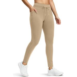 G Gradual Women’s Fleece Lined Winter Leggings High Waisted Water Resistant Thermal Hiking Ski Pants for Women with Pockets(D-khaki)