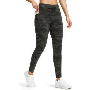 G Gradual Women’s Fleece Lined Winter Leggings High Waisted Water Resistant Thermal Hiking Ski Pants for Women with Pockets(Green Camo)