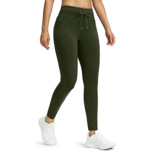 G Gradual Women’s Fleece Lined Winter Leggings High Waisted Water Resistant Thermal Hiking Ski Pants for Women with Pockets(Olive)