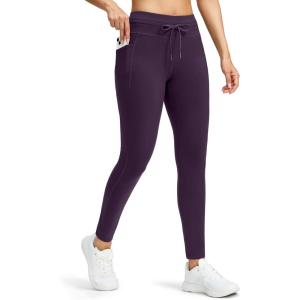 G Gradual Women’s Fleece Lined Winter Leggings High Waisted Water Resistant Thermal Hiking Ski Pants for Women with Pockets(Purple)