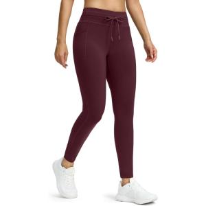G Gradual Women’s Fleece Lined Winter Leggings High Waisted Water Resistant Thermal Hiking Ski Pants for Women with Pockets(Wine)