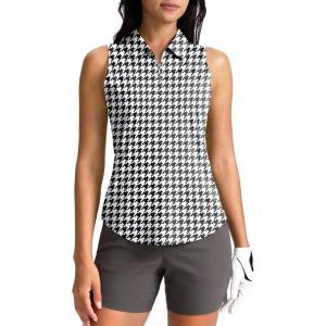 G Gradual Womens Golf Shirt Sleeveless Zip Up Polo Shirts for Women Collared Lightweight Tennis Athletic Tank Top(Houndstooth)