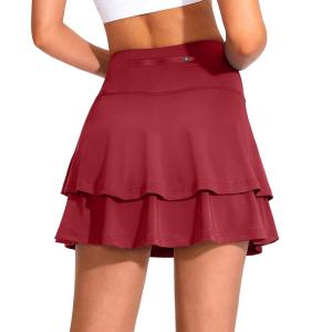 G Gradual Women’s Pleated Tennis Skirts with 4 Pockets Athletic Golf Skorts for Women’s Workout Running(Red)