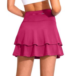 G Gradual Women’s Pleated Tennis Skirts with 4 Pockets Athletic Golf Skorts for Women’s Workout Running(Rosy)