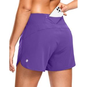G Gradual Women’s Running Shorts with Mesh Liner 3″ Workout Athletic Shorts for Women with Phone Pockets(Dusty Purple)