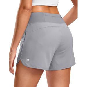 G Gradual Women’s Running Shorts with Mesh Liner 3″ Workout Athletic Shorts for Women with Phone Pockets(Light Grey)