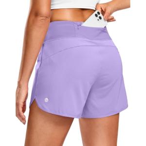G Gradual Women’s Running Shorts with Mesh Liner 3″ Workout Athletic Shorts for Women with Phone Pockets(Lilac)