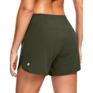 G Gradual Women’s Running Shorts with Mesh Liner 3″ Workout Athletic Shorts for Women with Phone Pockets(Olive)
