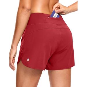 G Gradual Women’s Running Shorts with Mesh Liner 3″ Workout Athletic Shorts for Women with Phone Pockets(Red)
