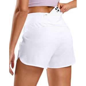 G Gradual Women’s Running Shorts with Mesh Liner 3″ Workout Athletic Shorts for Women with Phone Pockets(White)