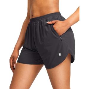 G Gradual Women’s Running Shorts with Zipper Pockets Quick Dry Athletic Workout Gym 3″ Shorts for Women with Comfy Liner(Dark Grey)