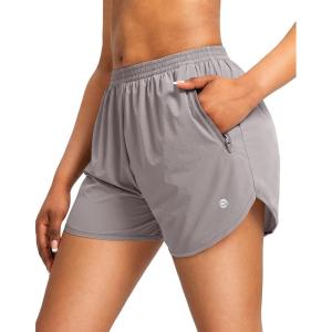 G Gradual Women’s Running Shorts with Zipper Pockets Quick Dry Athletic Workout Gym 3″ Shorts for Women with Comfy Liner(Grey Sage)