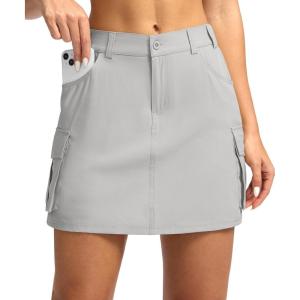 G Gradual Women’s Skort 5 Pockets Cargo Skirt Golf Skirts Skorts for Women Casual Summer Hiking(Bright Grey)