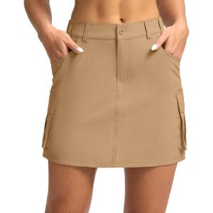 G Gradual Women’s Skort 5 Pockets Cargo Skirt Golf Skirts Skorts for Women Casual Summer Hiking(Dark Khaki)