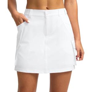 G Gradual Women’s Skort 5 Pockets Cargo Skirt Golf Skirts Skorts for Women Casual Summer Hiking(White)